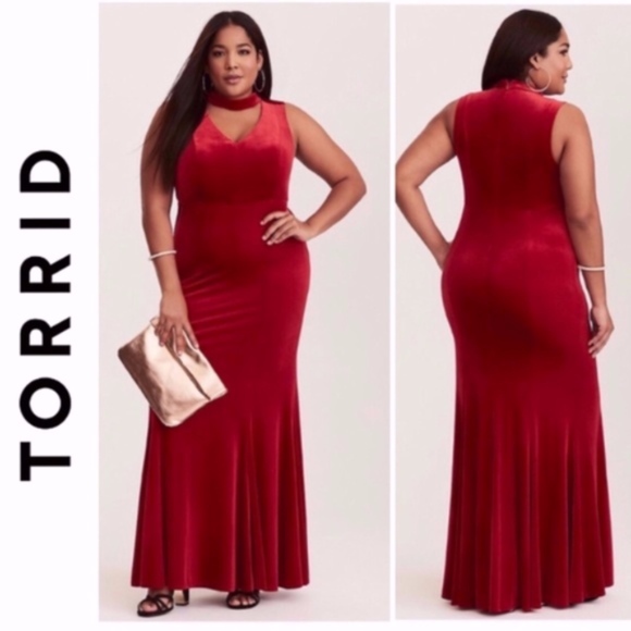 torrid Dresses & Skirts - NWT Torrid Red Velvet Gown Mermaid Plus Size Dress